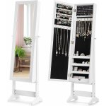 Armoire a bijoux sur pied avec miroir inclinable en 3 positions, armoire de rangement cosmetiques de ...