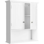 Armoire de rangement murale avec compartiment  porte et tagre ouverte, placard mural avec poignes ...