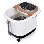 Goplus - bain de pieds hydromasseur lectrique sur roulettes, fonction massage&douche rglable, 10 - ...