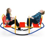 Goplus balancoire a bascule avec 3 sieges pour enfants, trebuchet sieges et poignees ergonomiques, jeu ...