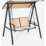 Balanoire patio 2 personnes, balancelle 2 places avec auvent inclinable rglable, accoudoirs incurvs, ...