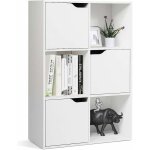 Goplus biblioth�que meuble de rangement 6 compartiments 60x29x90cm - etag�re de rangement avec 3 portes ...