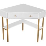 Goplus - bureau d'angle en forme de l au design moderne avec 2 tiroirs, étagère et cadre métallique, ... Goplus - bureau d'angle en forme de l au design moderne avec 2 tiroirs, étagère et cadre métallique, ...