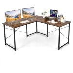 Goplus bureau informatique avec 2 formes au choix et patins réglables, table d?angle de style industriel ... Goplus bureau informatique avec 2 formes au choix et patins réglables, table d?angle de style industriel ...