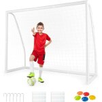 Goplus - but de football 245x182cm, filet de football avec cadre upvc r�sistant aux intemp�ries, piquets ...
