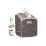 Goplus cabine de sauna pliable 2l 1000w, sauna � vapeur portable � domicile avec chaise pliante, 11 niveaux ...