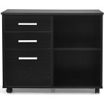 Caisson de bureau à roulettes, avec 3 tiroirs 2 compartiments ouverts, armoire de rangement mobile pour ... Caisson de bureau à roulettes, avec 3 tiroirs 2 compartiments ouverts, armoire de rangement mobile pour ...