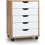 Goplus - caisson de bureau � roulettes avec 5 tiroirs, armoire de rangement pour dossiers, documents, ...