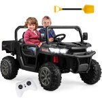 Goplus - camion  benne basculante avec tlcommande, vhicule lectrique avec dmarrage lent et pneus ...