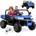 Goplus camion  benne basculante avec tlcommande, vhicule lectrique avec dmarrage lent et pneus ...