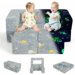 Canap enfants convertible 2 places 107x52x41, 5cm - en eponge haute densit - housse en peluche amovible ...
