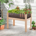 Goplus - carr� potager sur pieds avec panneau acrylique, lit de jardin sur�lev� en bois, trous de drainage, ...