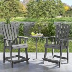 Goplus - chaise adirondack haute en hdpe - harge 150kg - avec dossier & sige ergonomiques / accoudoirs ...