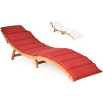 Goplus - chaise longue pliante - bain de soleil en bois d'eucalyptus avec coussin / appui - t�te pliable ...