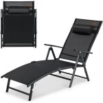 Goplus - chaise longue pliante avec dossier réglable à 7 niveaux avec accoudoir et repose - tête - transat ... Goplus - chaise longue pliante avec dossier réglable à 7 niveaux avec accoudoir et repose - tête - transat ...