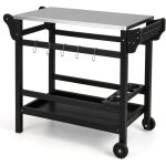 Chariot ext�rieur pour barbecue goplus desserte plancha - comptoir acier inoxydable, poign�e, charge ...