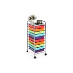 Chariot de rangement 10 tiroirs  roulettes, tour de rangement  roulettes, tiroirs en plastique&cadre ...