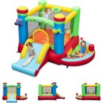 Goplus chteau gonflable exterieur enfant avec toboggan, panier de basket, jeux de lancer d'anneaux, ...