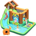 Goplus ch�teau gonflable motif dinosaure, toboggan aire de jeux gonflable avec zone de saut, piscine, ...