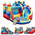 Chteau gonflable pirate, avec toboggan, pistolet a eau et trampoline, piscine et mur d'escalade, pour ...