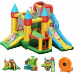 Goplus ch�teau gonflable avec souffleur, aire de jeux gonflable avec zone de saut et toboggan doublepour ...
