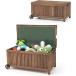 Coffre de jardin en bois de sapin - 114x58, 5x51cm - bo�te de rangement avec doublure pe imperm�able ...