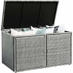 Goplus coffre de rangement en rotin pe avec 2 �tag�res, 115x60x65cm, bo�te de rangement avec couvercle ...