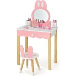 Goplus coiffeuse pour enfant avec miroir amovible, table de maquillage avec tiroir et 2 bo�tes de rangement, ...