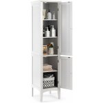 Goplus - colonne de salle de bain 38x38x160cm, avec 2 portes / 5 �tag�res, dispositif anti - basculement, ...