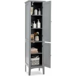 Goplus - colonne de salle de bain 38x38x160cm, avec 2 portes / 5 �tag�res, dispositif anti - basculement, ...