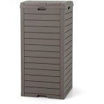 Goplus composteur 118l, poubelle d'ext�rieur avec couvercle rabattable et bac d'�gouttement extractible, ...