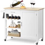 Desserte chariot d'îlot de cuisine avec comptoir en bois d'hévéa avec tiroir, porte - serviettes, porte ... Desserte chariot d'îlot de cuisine avec comptoir en bois d'hévéa avec tiroir, porte - serviettes, porte ...
