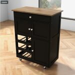 Desserte de cuisine  roulettes 67x37x86cm, avec casiers  vin 3 niveaux pour 9 bouteilles, tiroir et ...