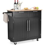 Desserte lot de cuisine desserte  roulettes chariot de cuisine en bois avec placard tagre 3 niveaux ...