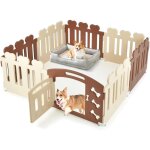 Goplus enclos pour chiots 7 panneaux 1 porte en plastique, barrire pour animaux domestiques avec doubles ...