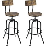 Ensemble de 2 tabourets de bar, chaises de bar industrielles hautes pivotants avec sige rglable, dossier ...