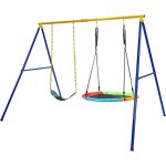 Ensemble de portique et 2 balan�oires goplus 249x185x181, 5cm avec charge 150 + 150kg - en forme a avec ...