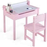 Goplus - table enfant avec chaise 3 + ans - table � dessin enfant avec rouleau du papier - bureau d'�criture ...