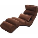 Fauteuil de sol avec dossier inclinable reglable sur 5 niveaux, canape paresseux avec cadre en fer et ...