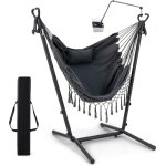 Hamac avec cadre en mtal et sige en couton, fauteuil suspendu  hauteur rglable avec support pour ...