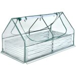 Goplus jardinière surélevée en acier galvanisé, avec couverture de mini - serre, ensemble de boîte à ... Goplus jardinière surélevée en acier galvanisé, avec couverture de mini - serre, ensemble de boîte à ...