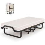 Goplus lit d?appoint pliable 200x80cm avec matelas en mmoire 10 cm pour 1 personne, lit pliant  roulettes ...