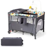 Goplus - lit bb 5 en 1 pliable et portable avec table  langer, fonction de berceau, d'enceinte d'activits, ...