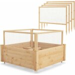 Goplus - lit de jardin en bois avec cl�ture en grillage & base ouverte, jardini�re sur�lev�e avec diff�rentes ...