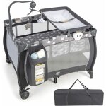 Goplus lit de bb portable, parc pour bb multifonctionnel 3 en 1, couffin amovible, table  langer, ...