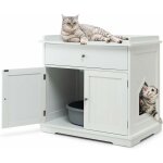 Maison pour chat avec placard � porte double, niche pour chat avec tiroir et large dessus, maison de ...