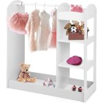Goplus - meuble armoire de rangement enfant avec miroir, garde - robe avec 4 �tag�res ouvertes, pour ...