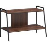 Goplus - meuble tv avec 2 niveaux de rangement pour television jusqu'a 81 cm, meuble tv avec sangle anti ...
