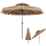 Parasol de jardin exterieur, parasol exotique en paille pp, parasol plage hawa�en inclinable, ? 2, 7m, ...
