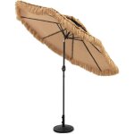 Parasol en paille pe d. 285xh. 260cm avec toit inclinable - parasol chaume de style hawaen tropical ...